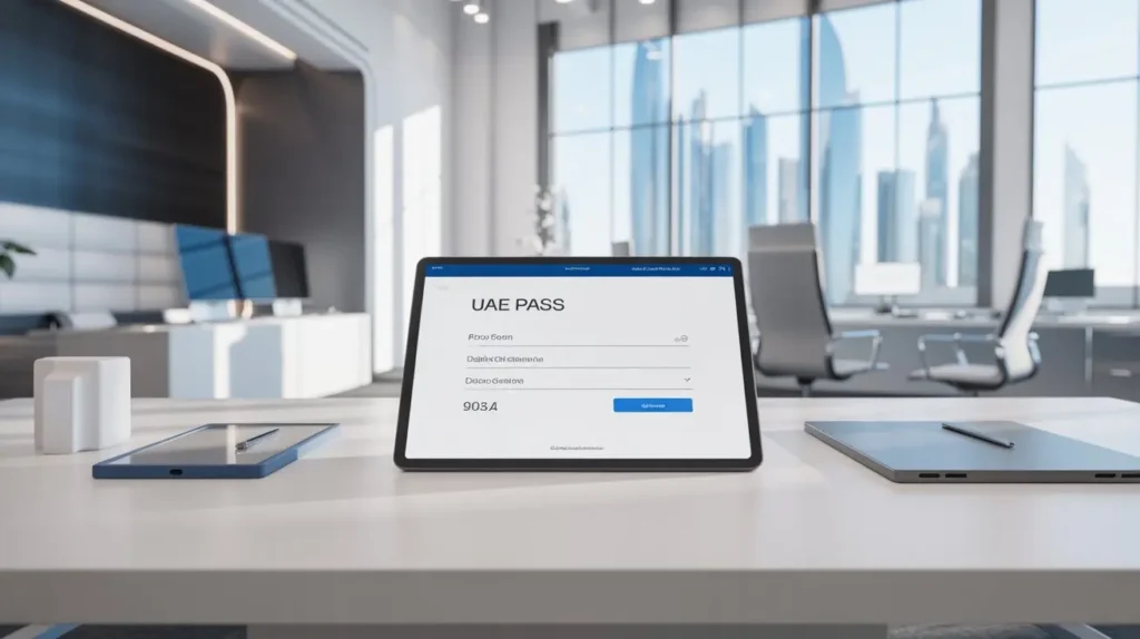 "Abu Dhabi Judicial Department digital notary service interface with UAE Pass integration"