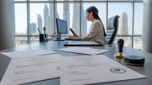 Academic certificate translation and attestation process in Dubai with official stamps and Arabic legal documents